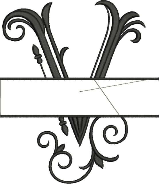 Split Monogram Letter V