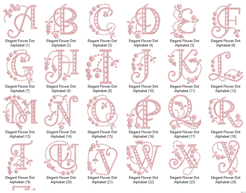 Elegant Flower Dot Alphabet