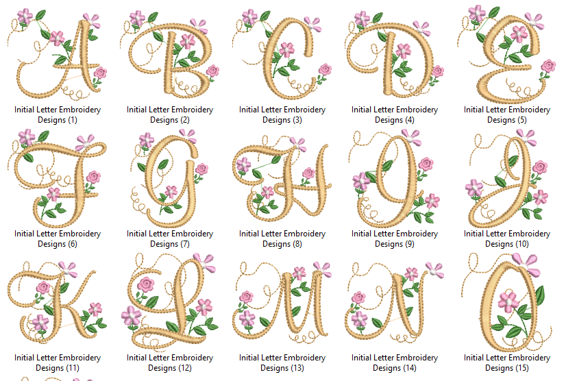 Initial Letter Embroidery Designs