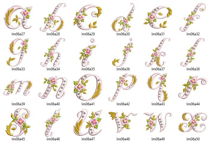 Floral Monogram Letter Embroidery Design