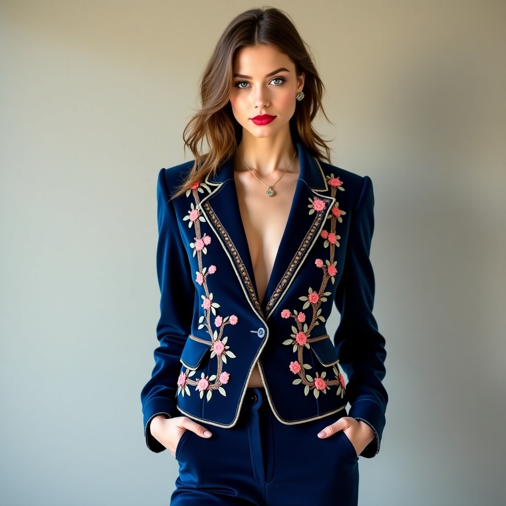 Luxury Floral Commander Fashion Jacket