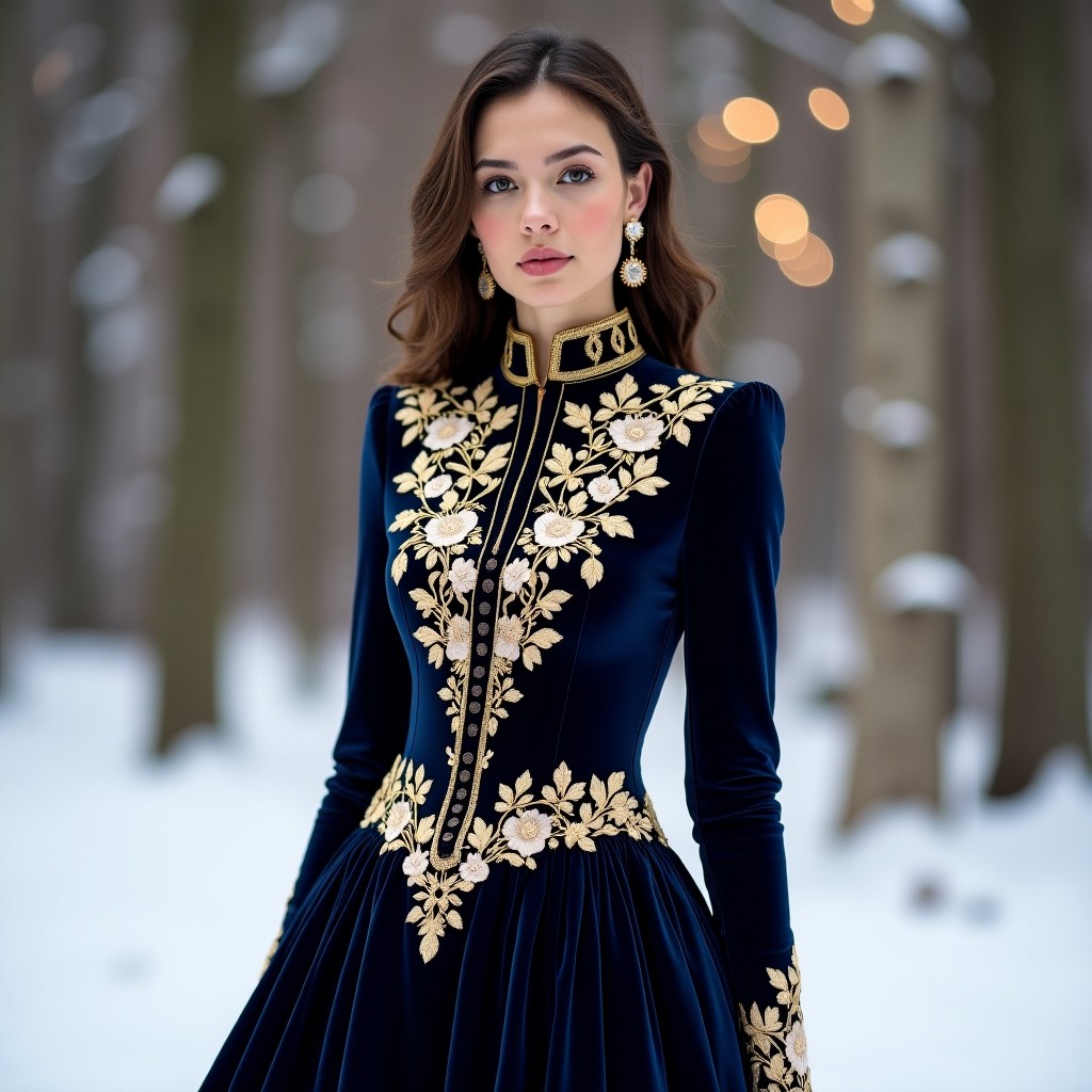 Imperial Floral Velvet Couture Dress