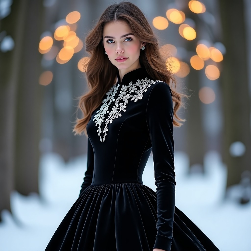 Elite Royal Velvet Embroidery Fashion Dress
