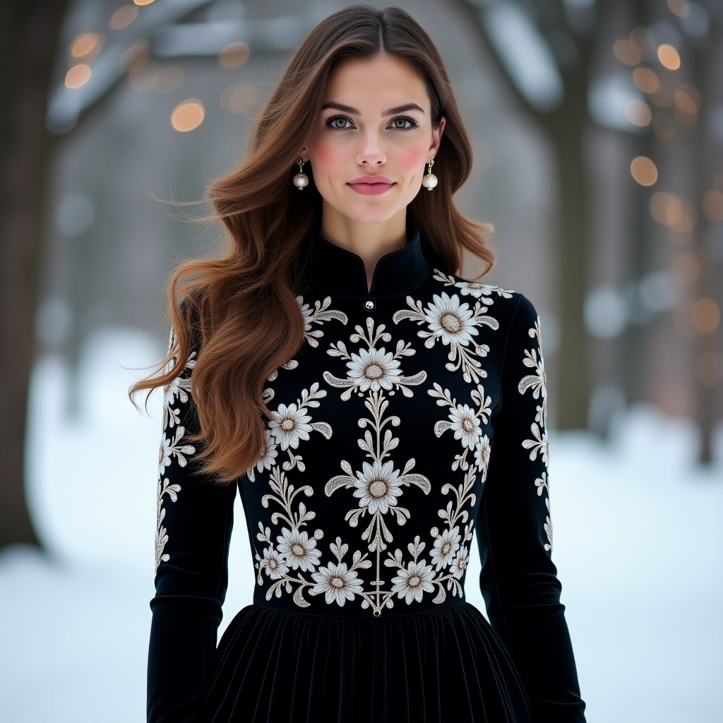 Royal Heritage Burgundy Velvet Dress with Floral Embroidery