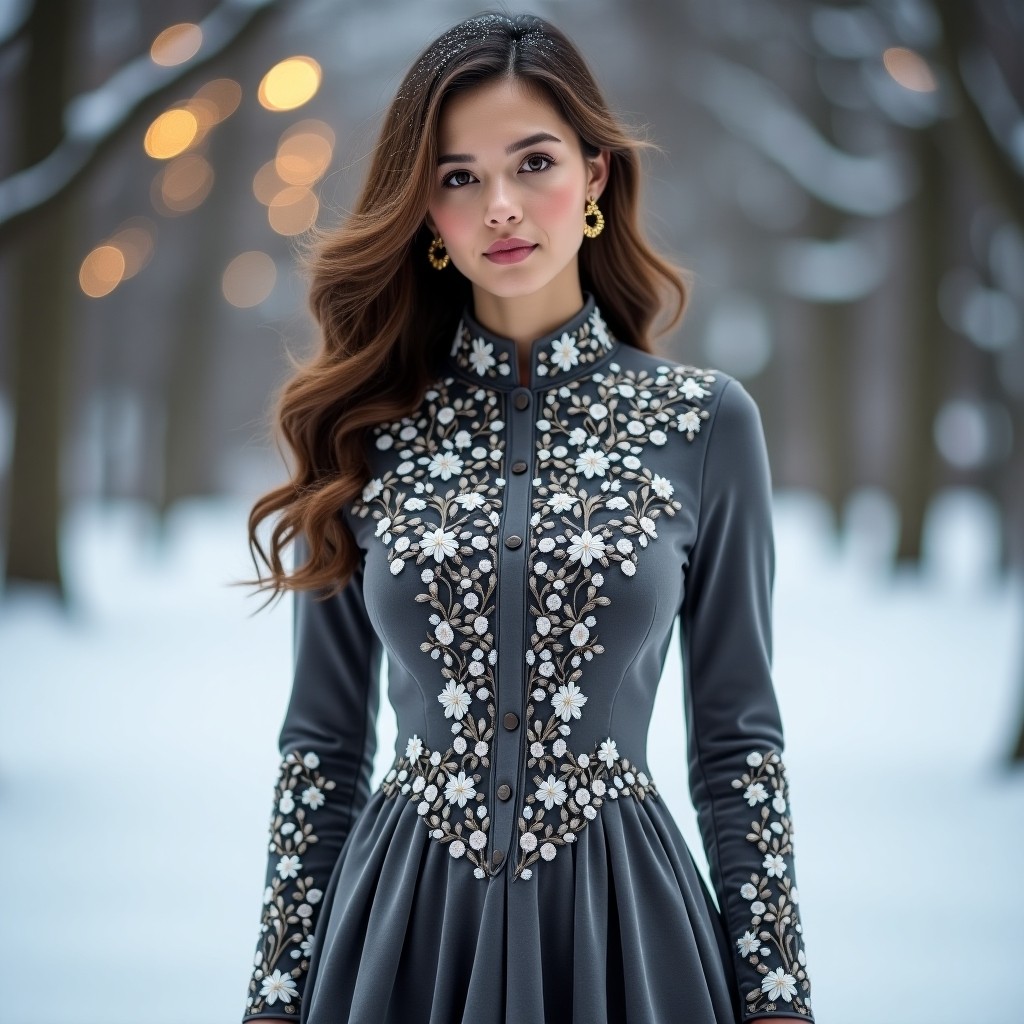 Opulent Burgundy Velvet Floral Designer Dress