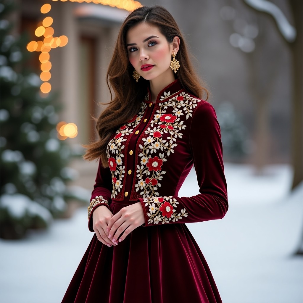 Designer Velvet Blossom Luxury Evening Dress