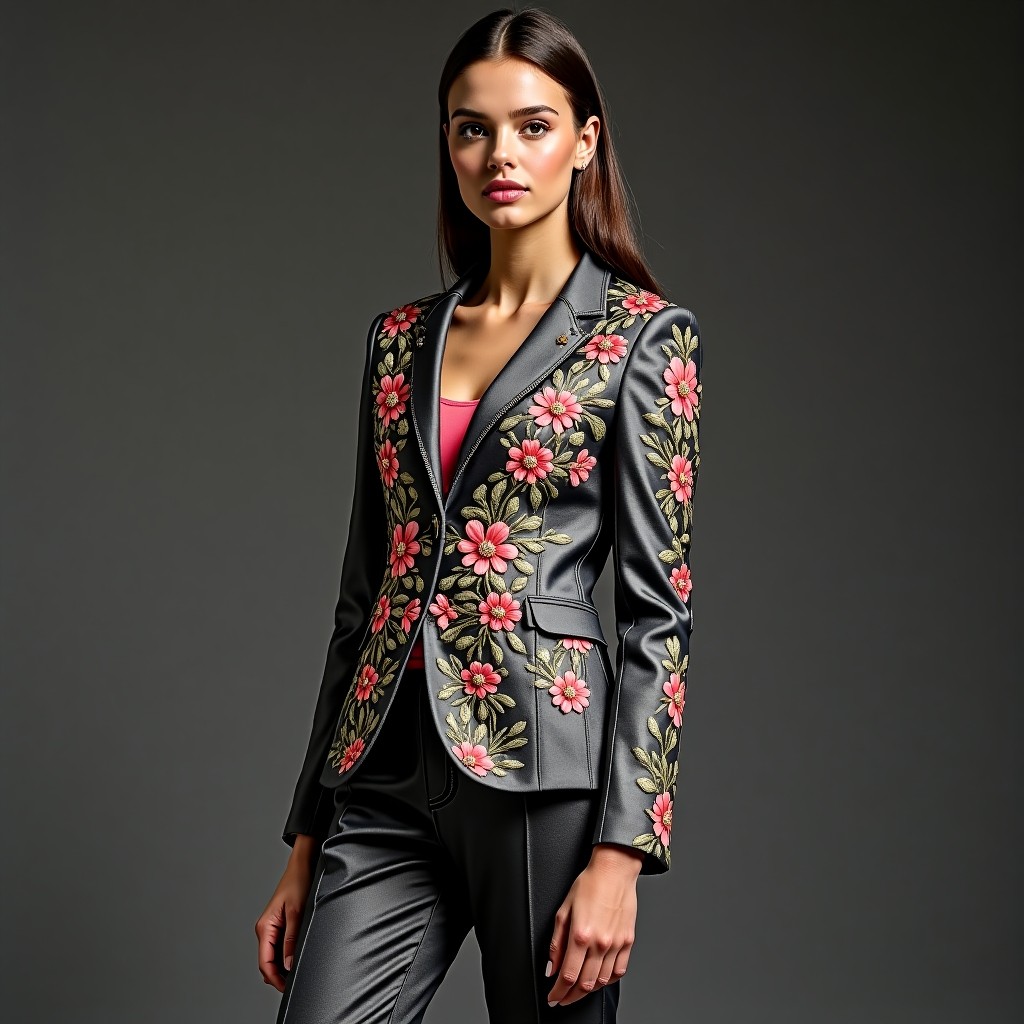 Royal Midnight Floral Embroidered Luxury Jacket