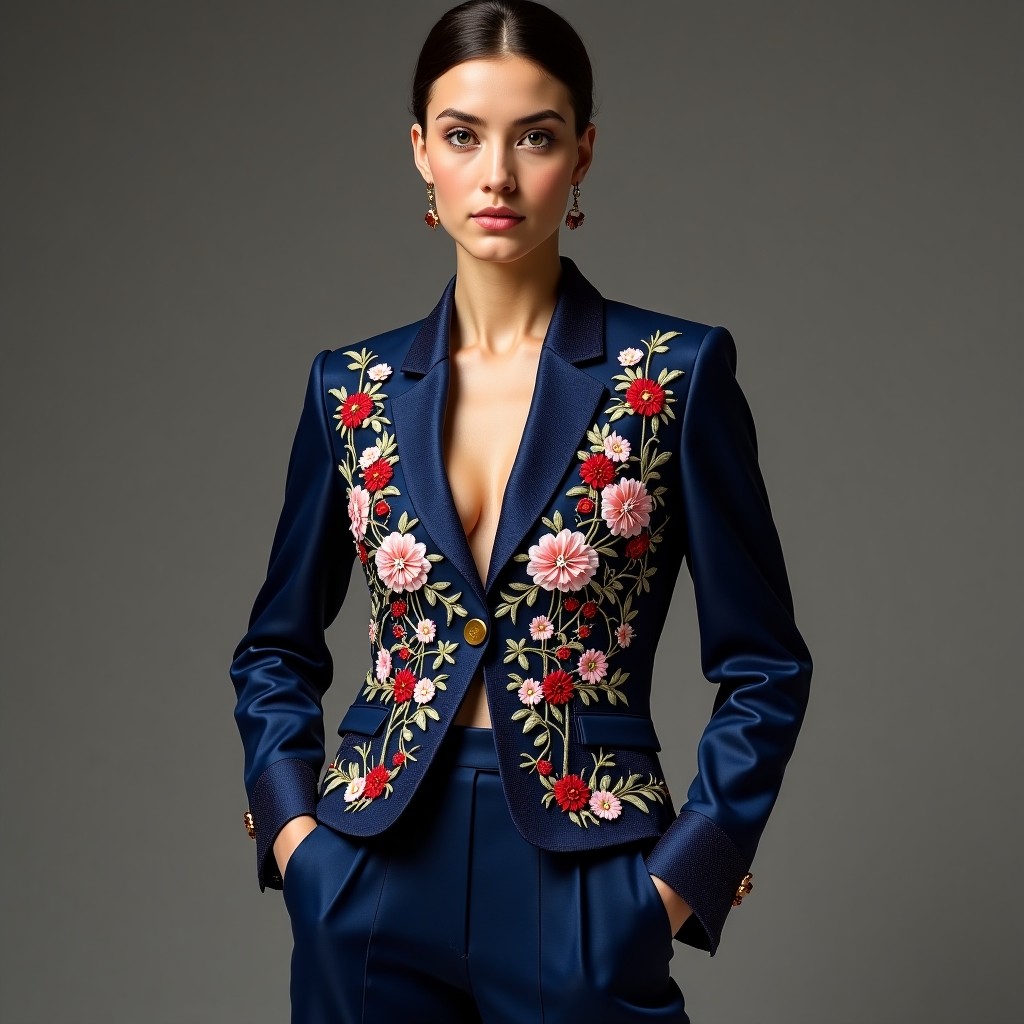Prestige Floral Embroidery Fashion Jacket