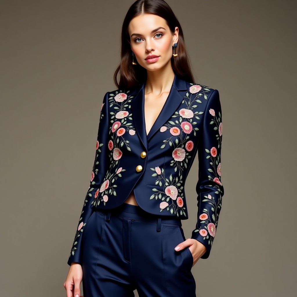 Elite Botanical Embroidered Women's Blazer