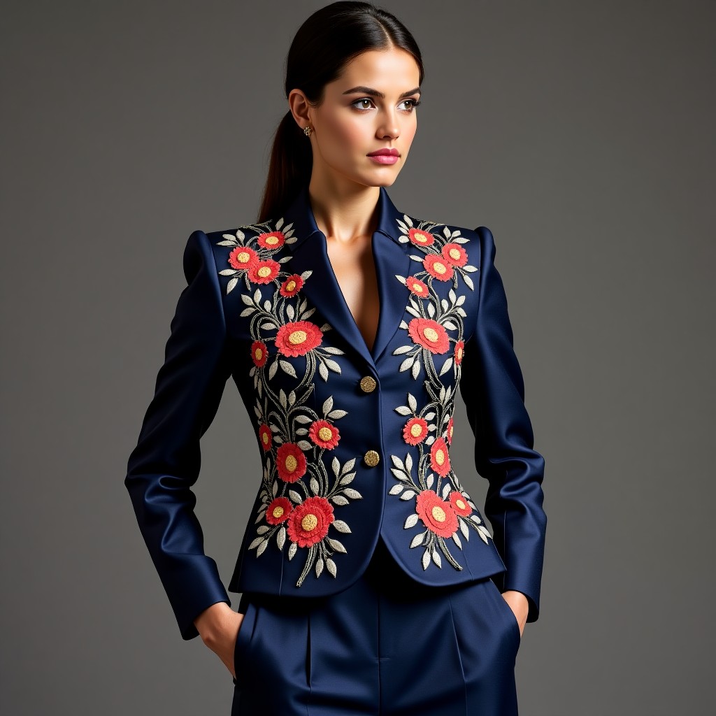 Diamond Signature Floral Embroidered Couture Jacket