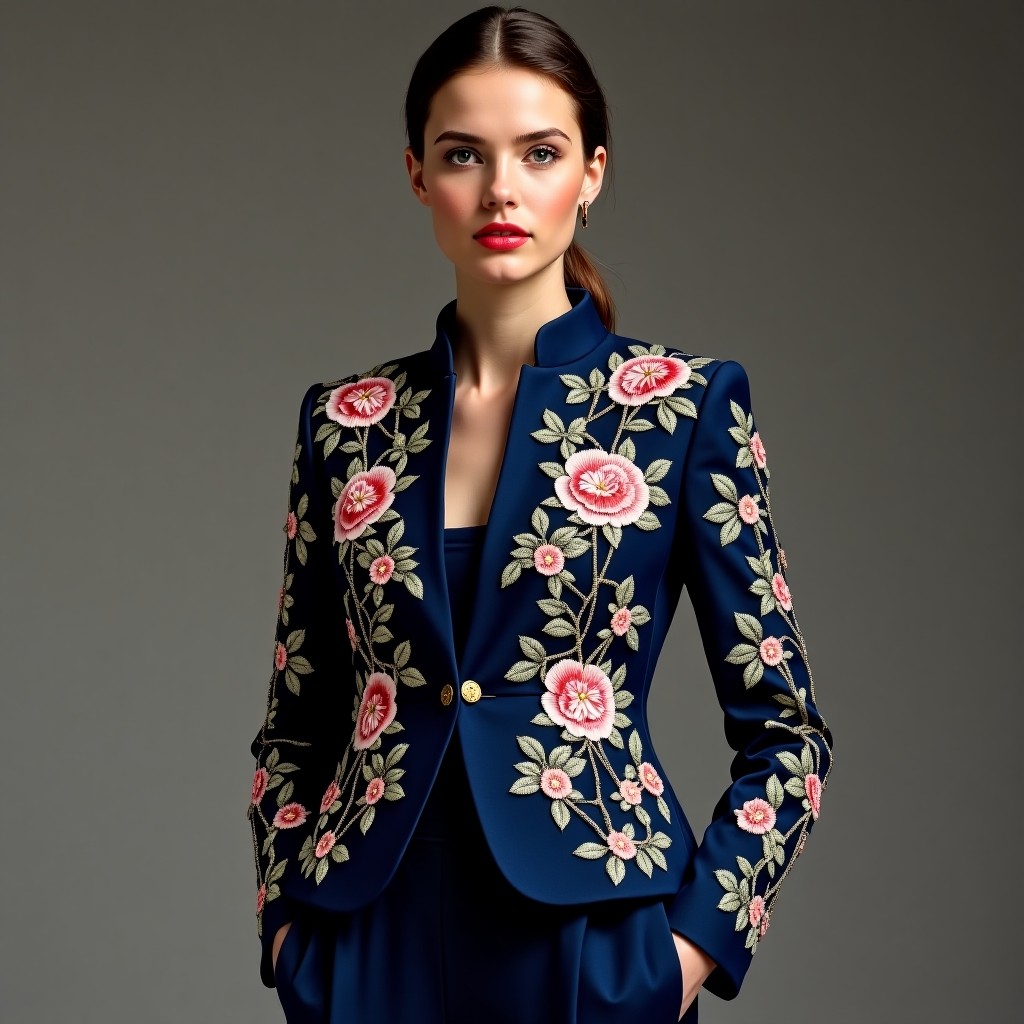 Diamond Royal Botanical Embroidered Fashion Jacket