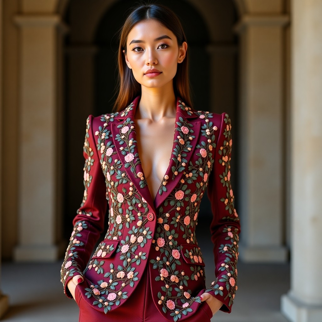 Designer Royal Bloom Embroidered Jacket