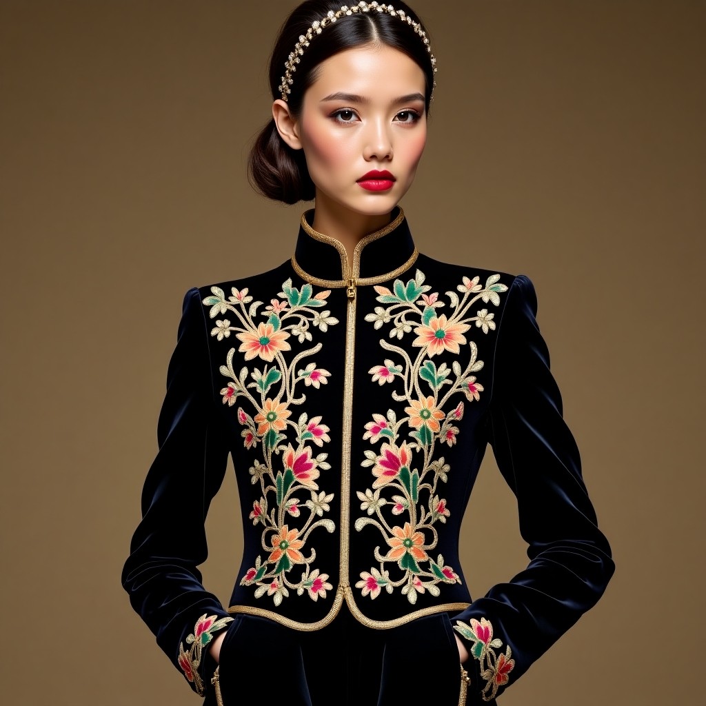 Luxury Evening Bloom Embroidered Designer Jacket