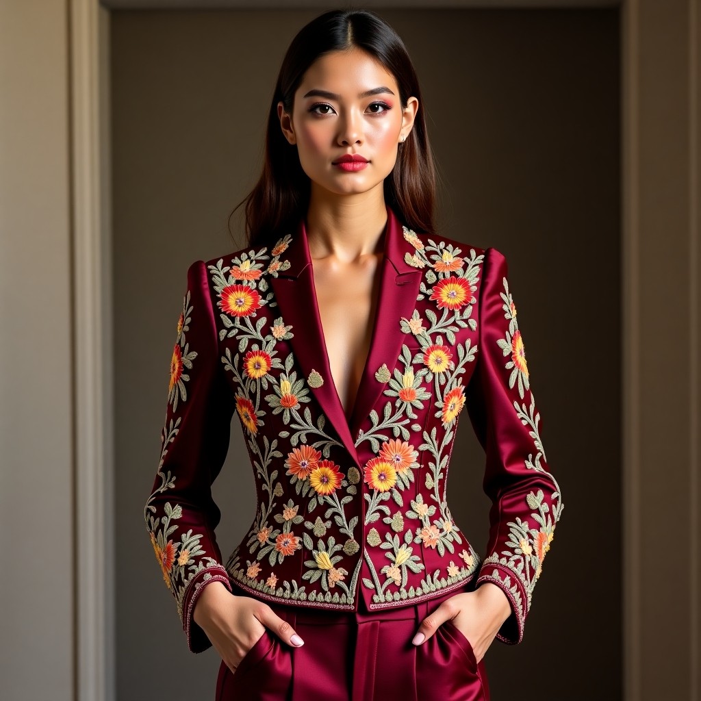 Royal Prestige Botanical Embroidered Fashion Jacket