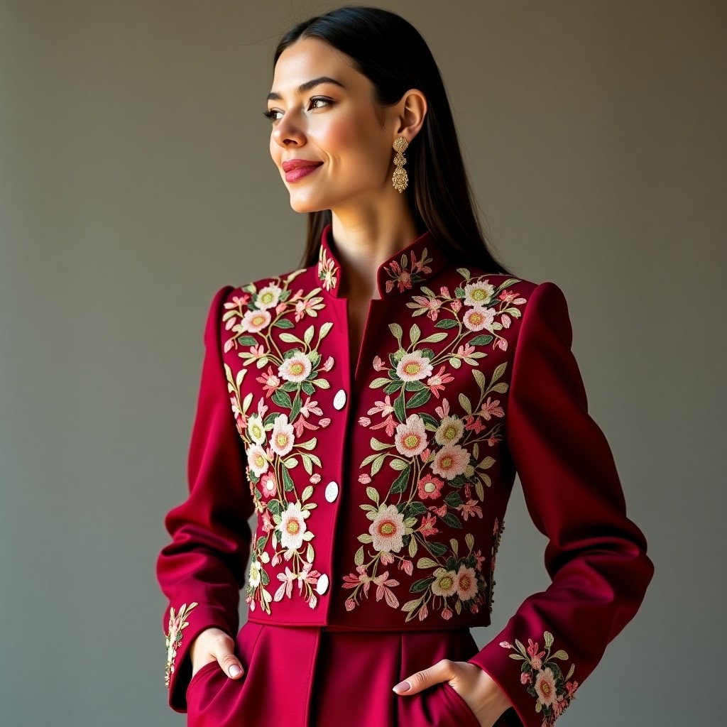 Elegant Midnight Floral Couture Blazer