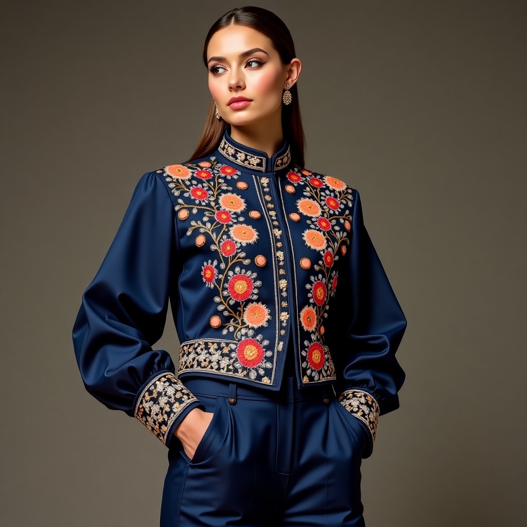 Royal Emerald Vine Embroidered Luxury Jacket