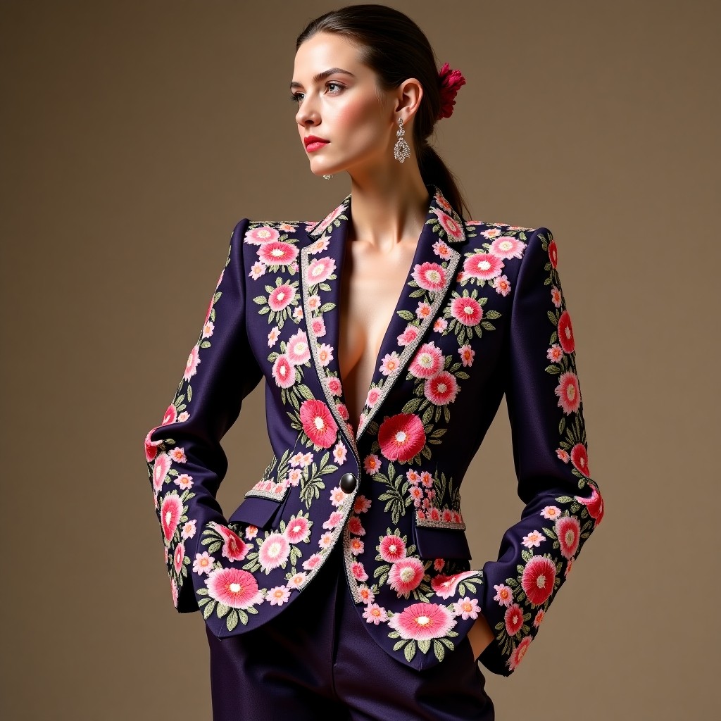 Majestic Regal Floral Embroidered Women's Jacket