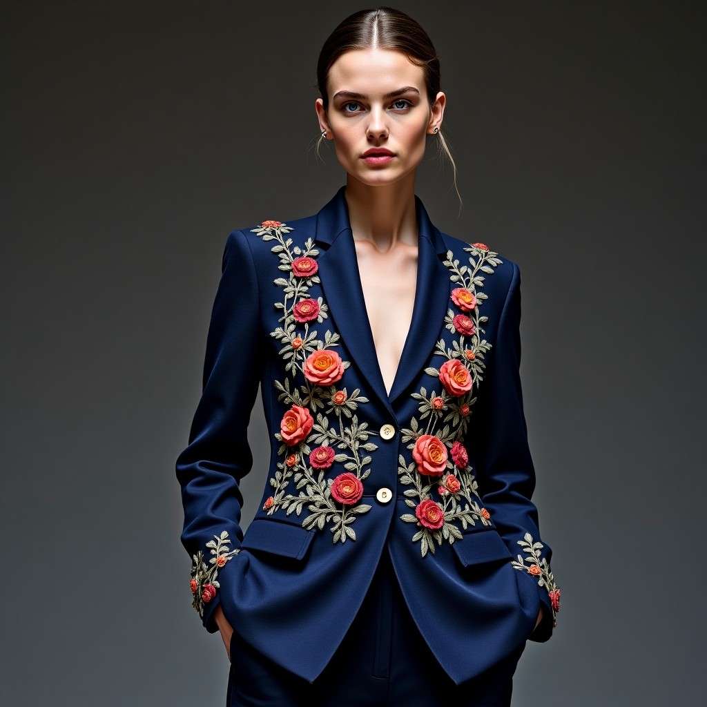 Designer Prestige Floral Tailored Luxury Jacket