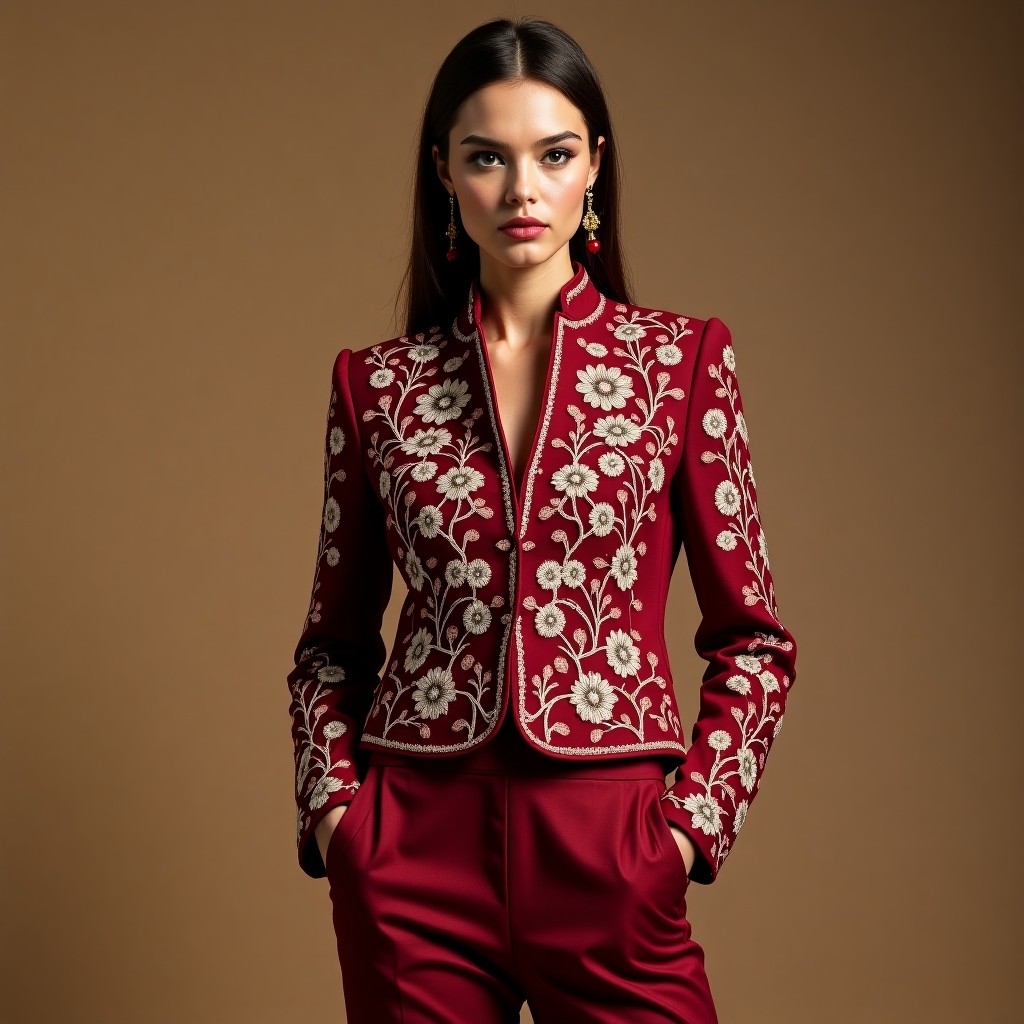 Grand Sapphire Vine Embroidered Women's Jacket