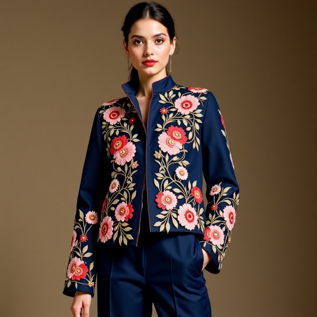 Signature Platinum Floral Embroidered Women's Jacket