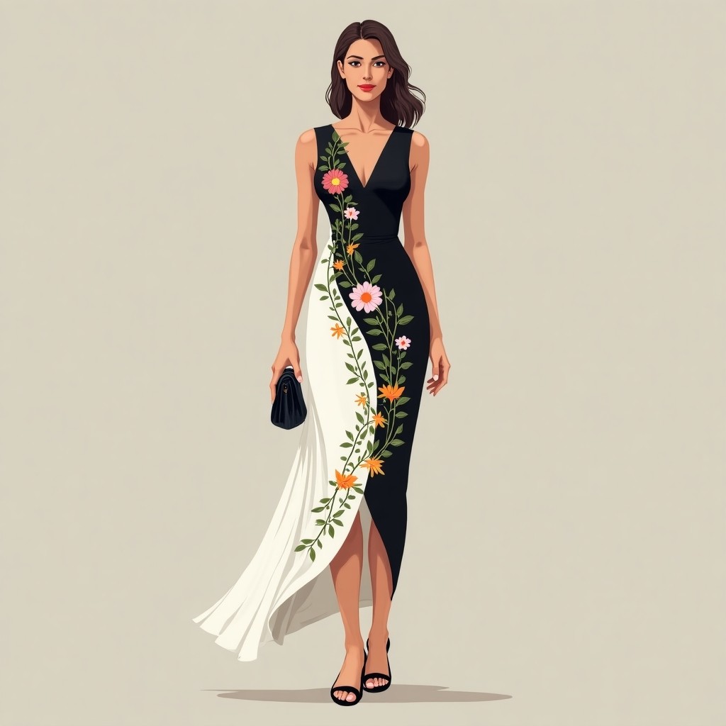 Signature Elegant Floral Cascade Maxi Gown
