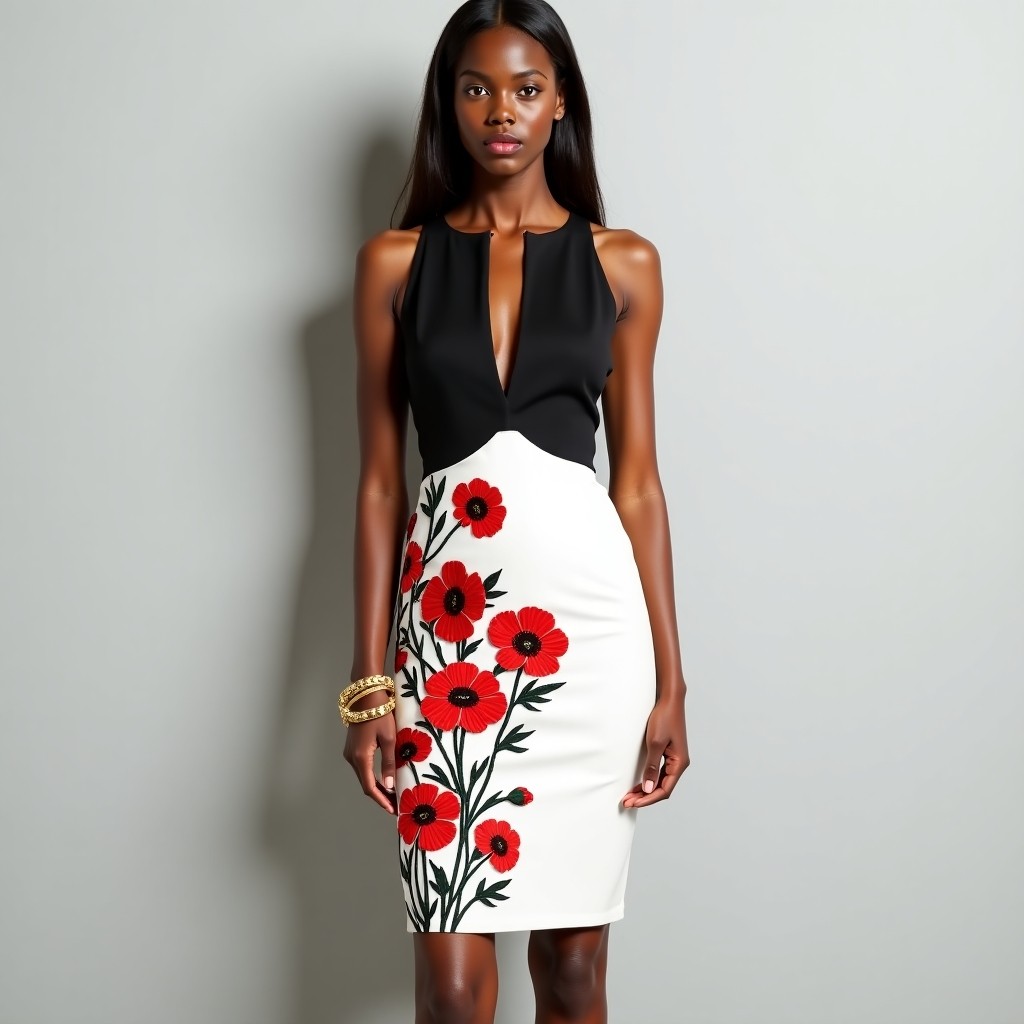 Diamond Elite Golden Floral Embroidered Sleeveless Luxury Couture Gown