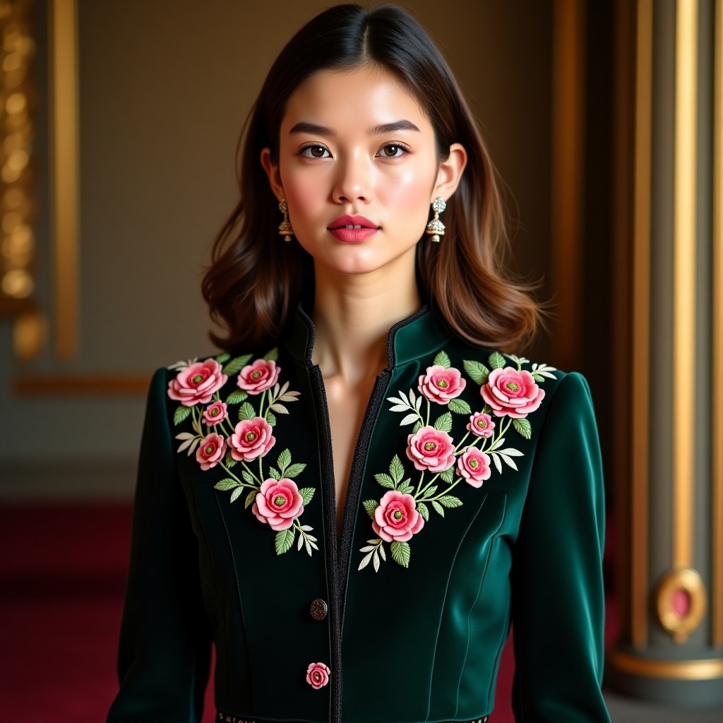 Signature Orchid Embroidered Women's Luxury Jacket