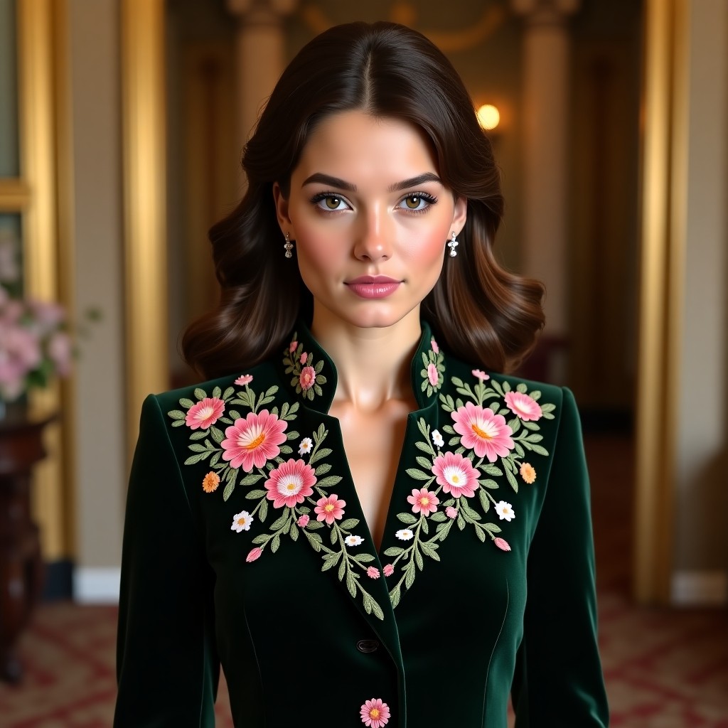 Imperial Floral Charm Embroidered Women's Blazer