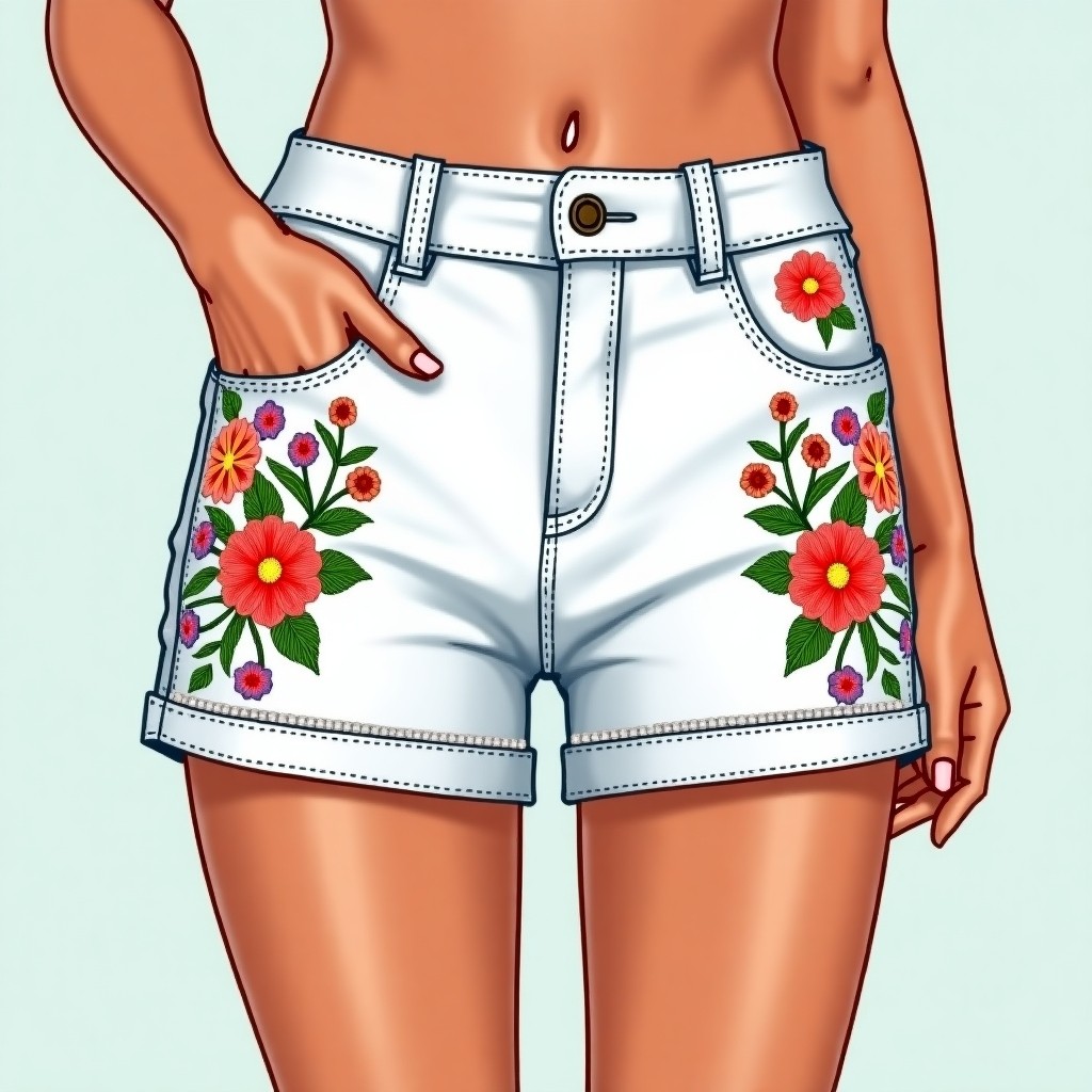 Luxury Floral Whisper Embroidered Resort Shorts