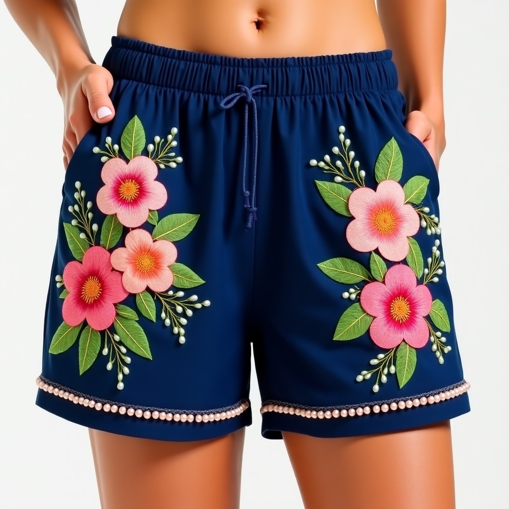 Elite Bloom Paradise Embroidered Women's Fashion Shorts