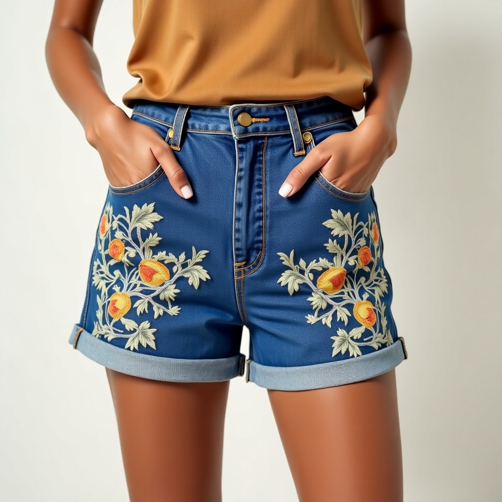 Luxury Spring Garden Embroidered Casual Shorts