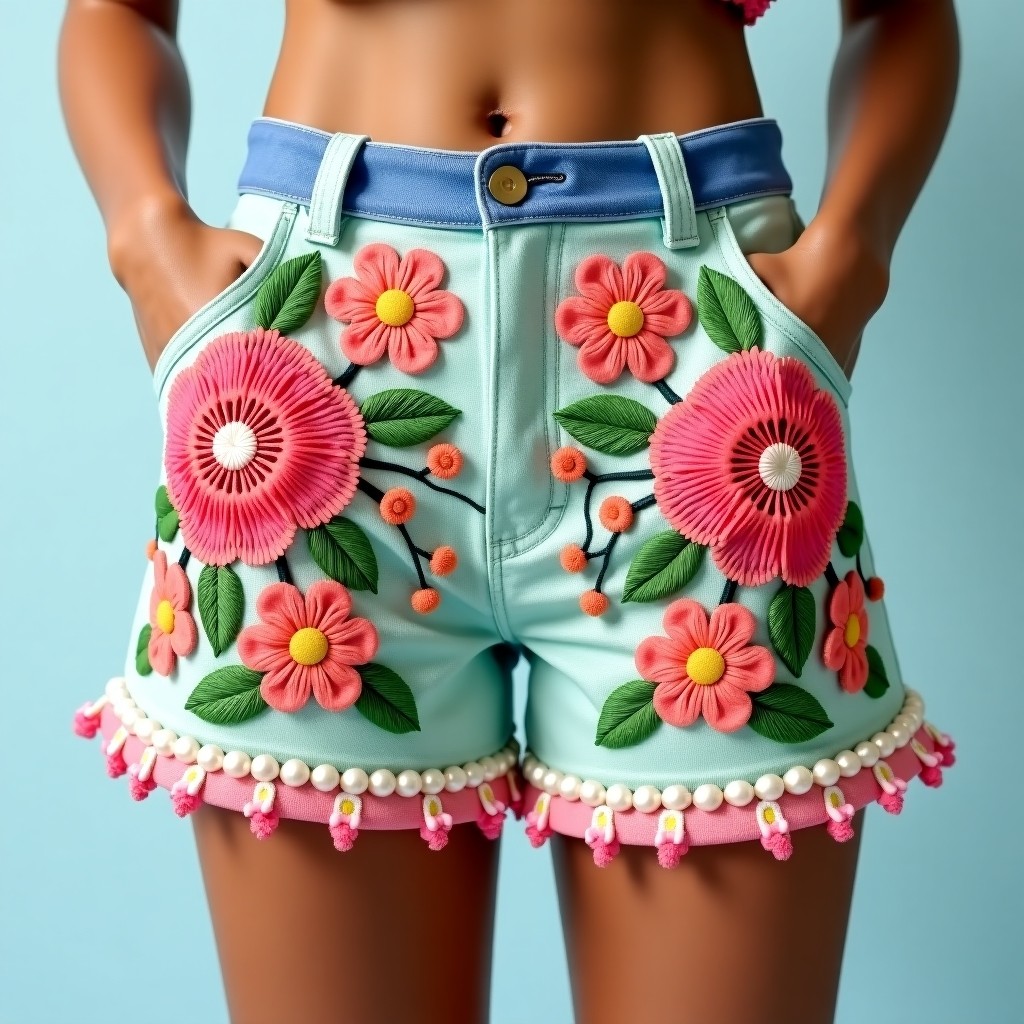 Royal Jasmine Garden Embroidered Women's Signature Shorts
