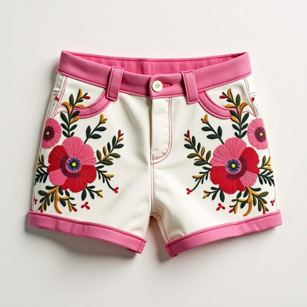 Elite Bloom Elegance Embroidered Women's Premium Shorts