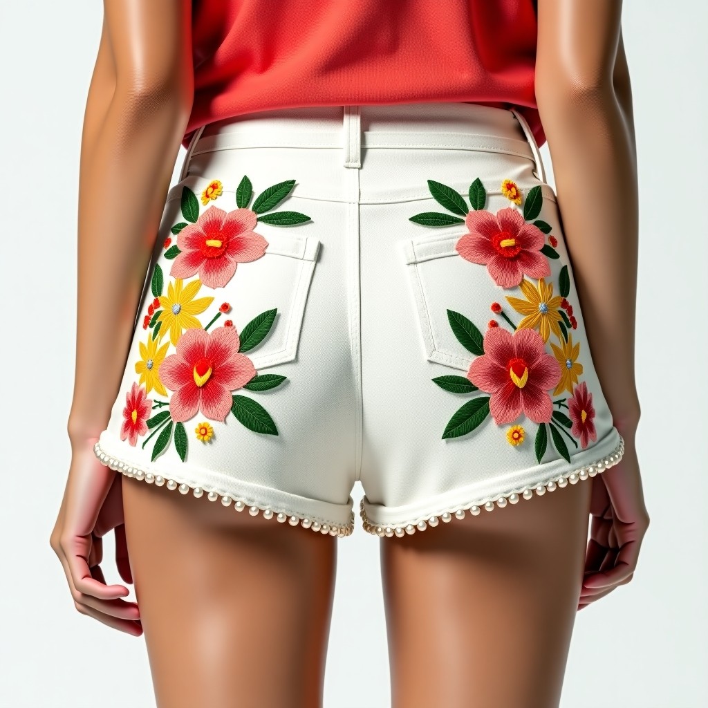 Royal Blossom Harmony Embroidered Women's Premium Shorts