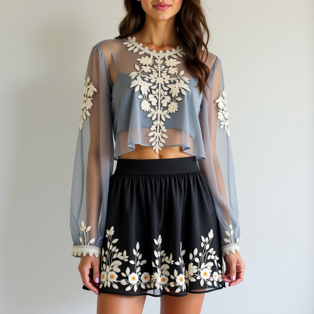 Prestige Elegant Vine Embroidered Women's Fashion Set