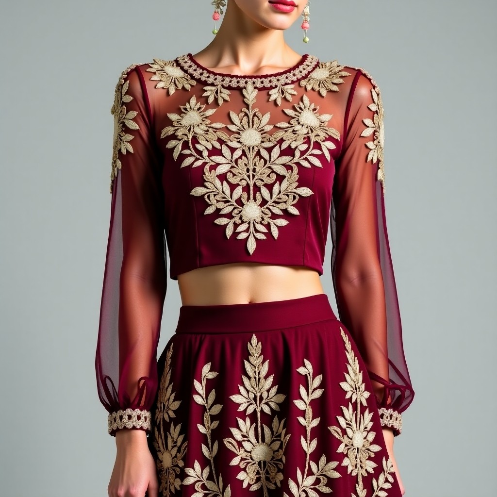 Imperial White Blossom Embroidered Luxury Outfit