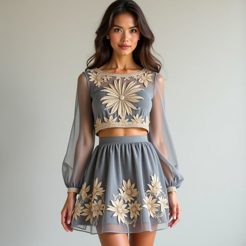 Signature Elegant Floral Couture Women's Skirt Set