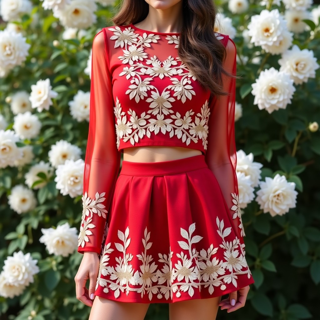 Majestic Pearl Garden Embroidered Women's Luxury Set