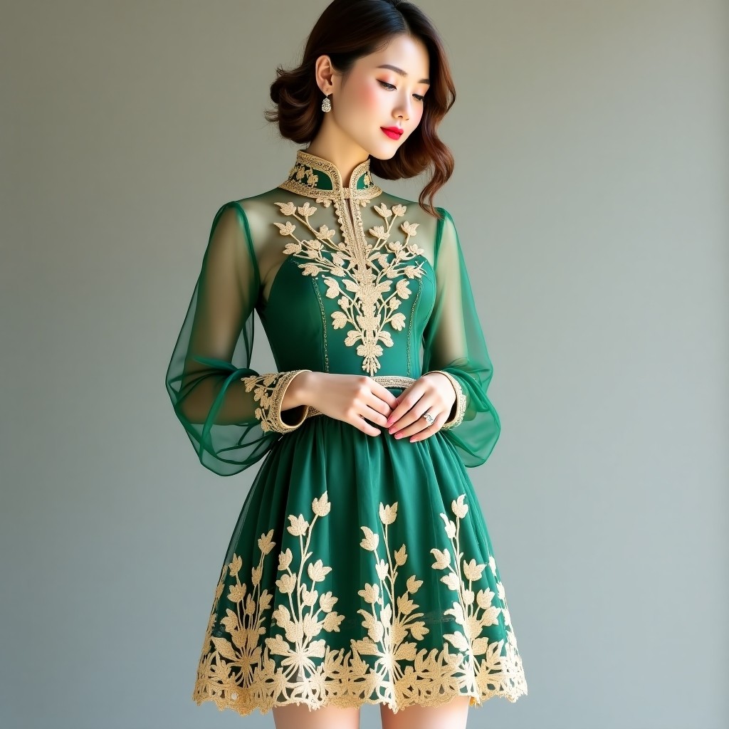Luxury Ivory Petal Embroidered Women's Fashion Ensemble