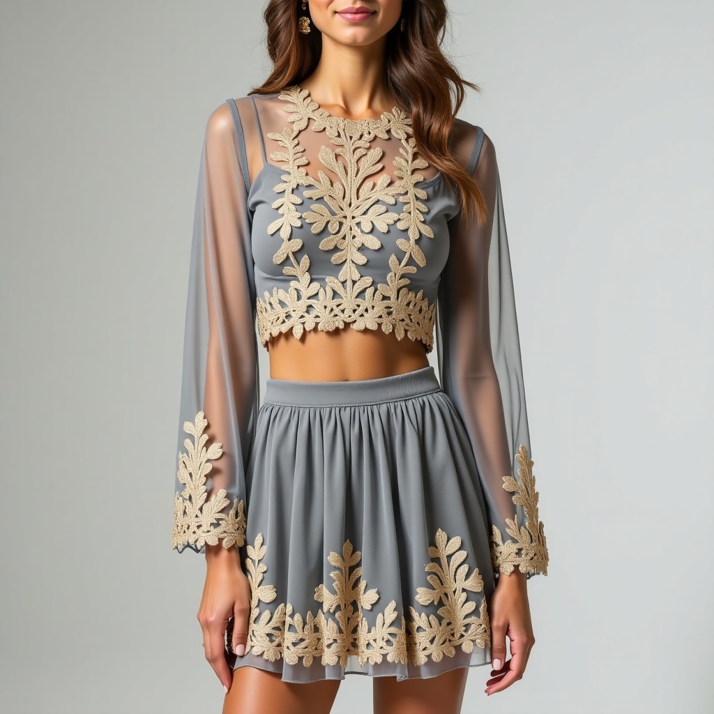 Designer Royal Bloom Embroidered Women's Couture Ensemble