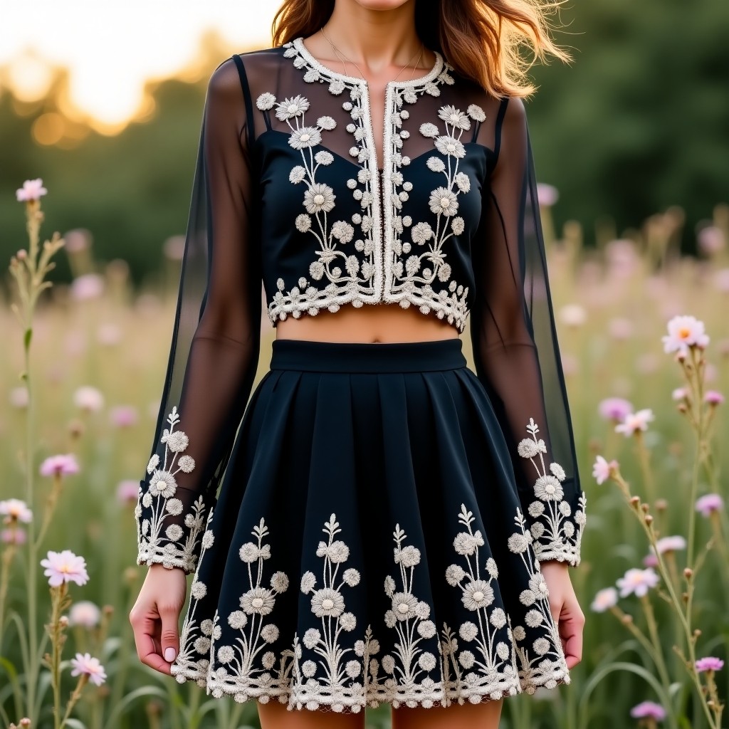 Royal Floral Elegance Embroidered Women's Luxury Co-Ord Set