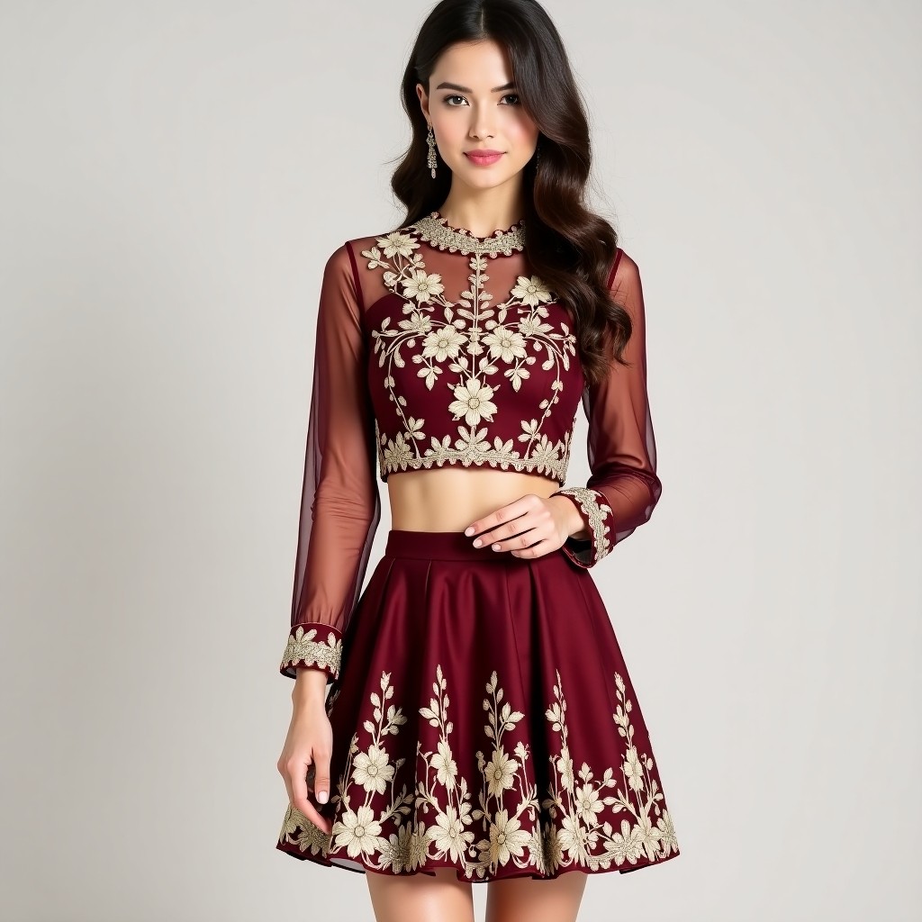 Imperial Blossom Vine Embroidered Women's Premium Set