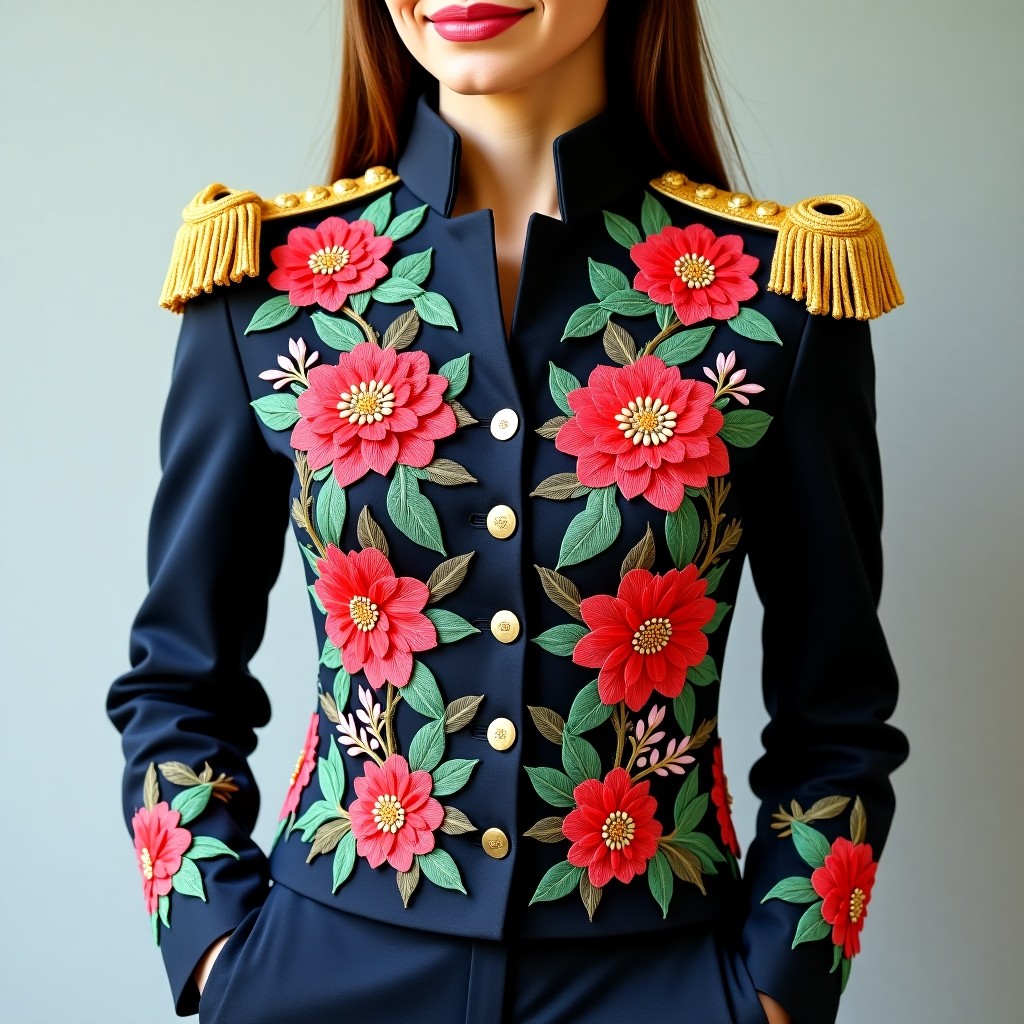 Emerald Floral Commander Women's Embroidered Blazer
