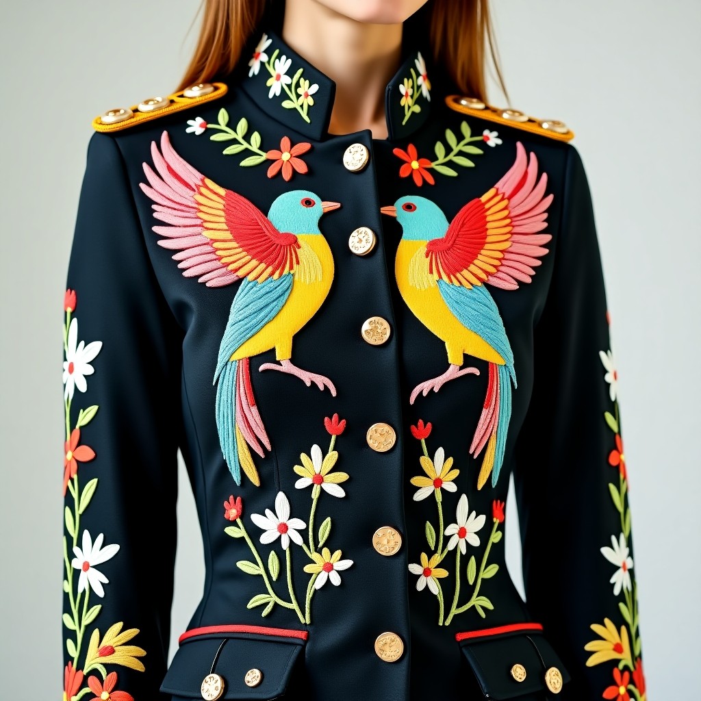Emerald Royal Bloom Military Blazer
