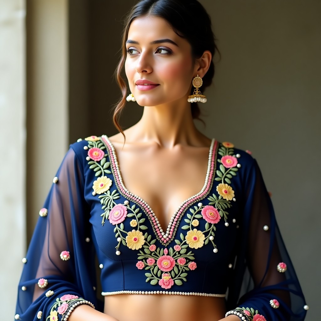 AI Floral Majesty Designer Women's Blouse