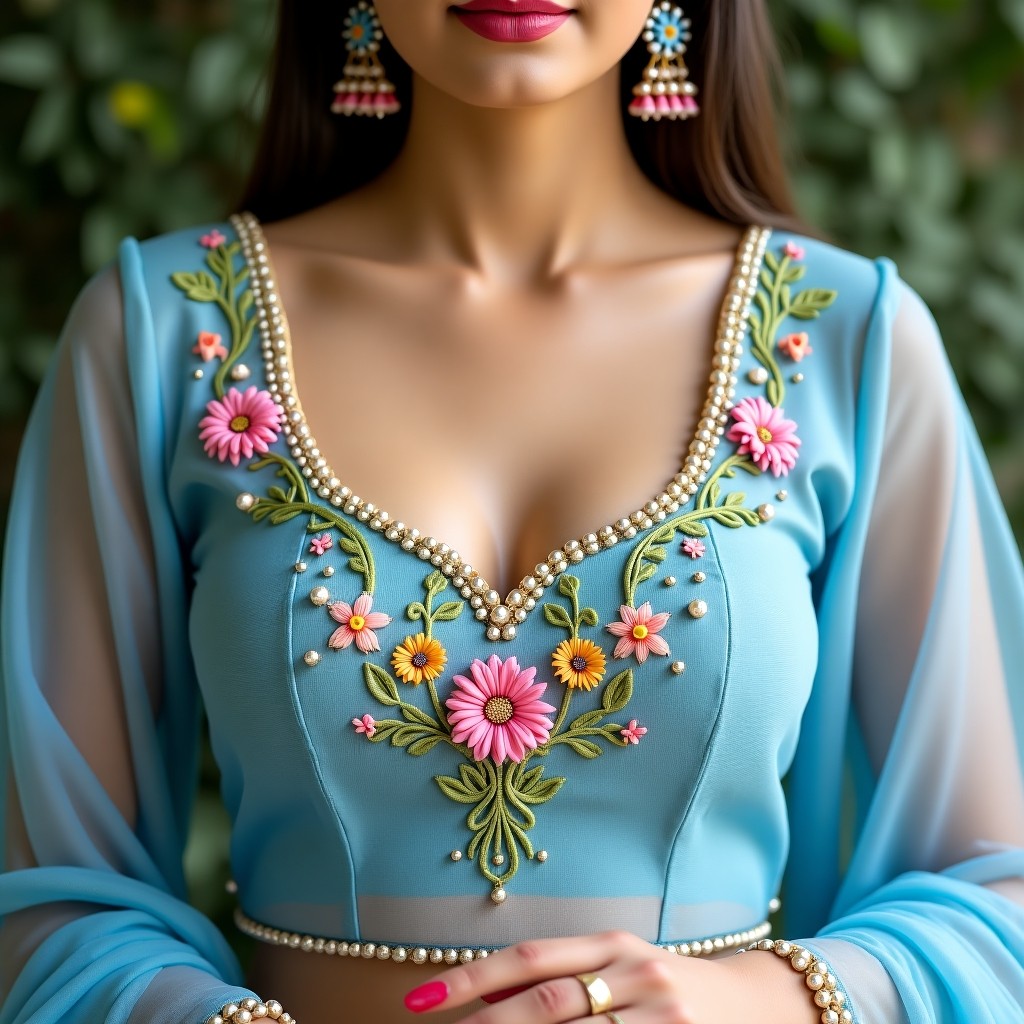 AI Golden Floral Prestige Blouse