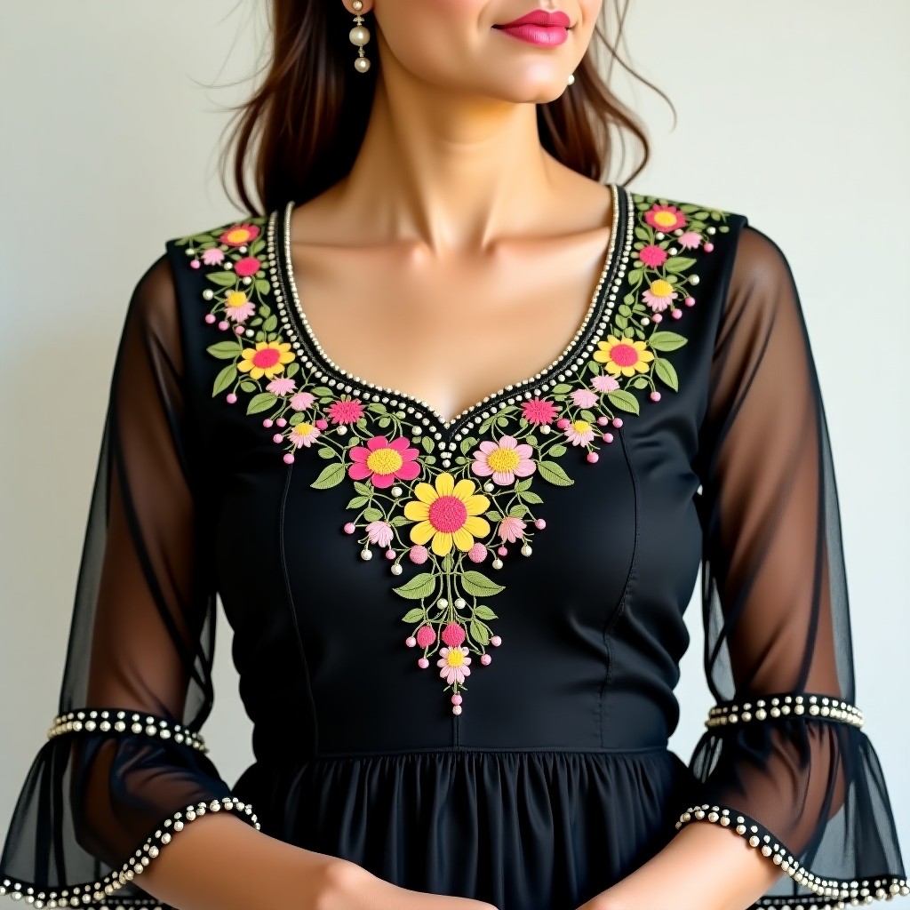 Royal Bloom Neckline Embroidery Design