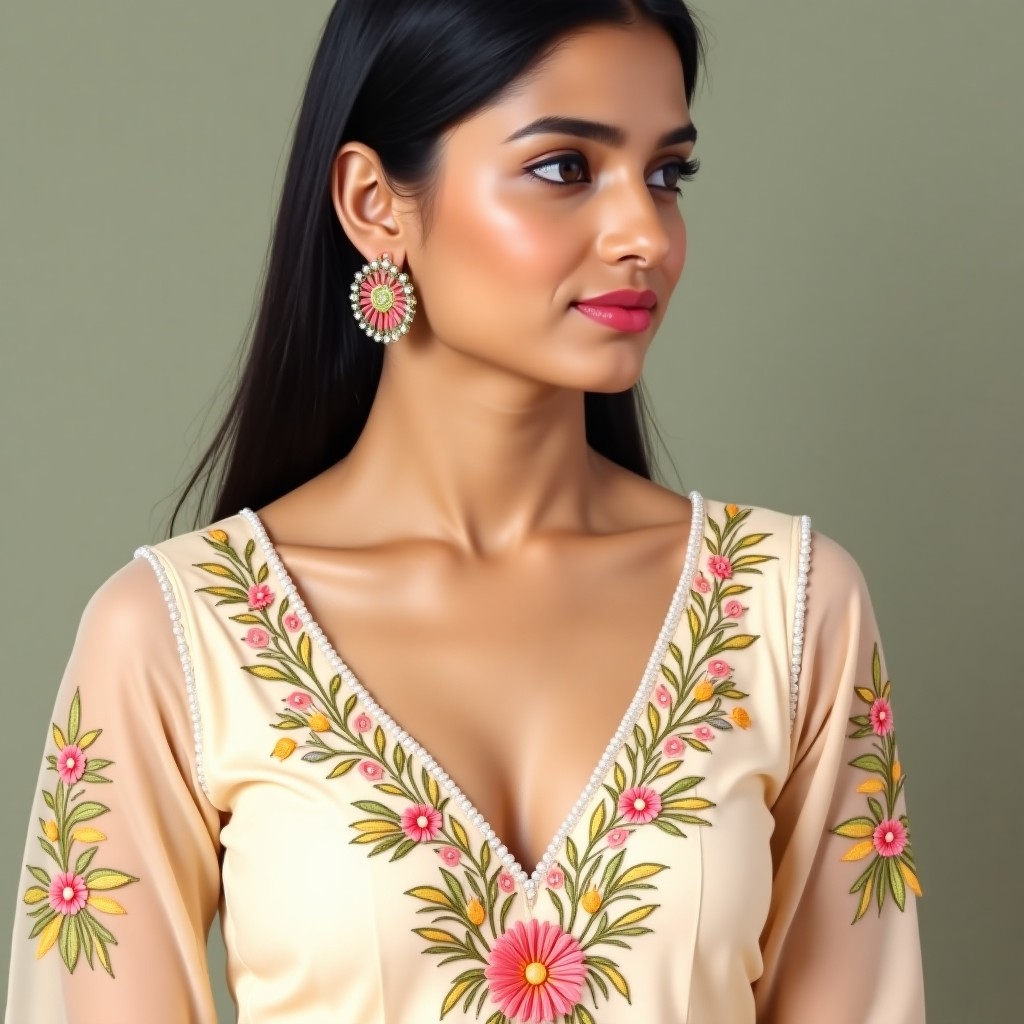 Floral Crown Collar Embroidery Design