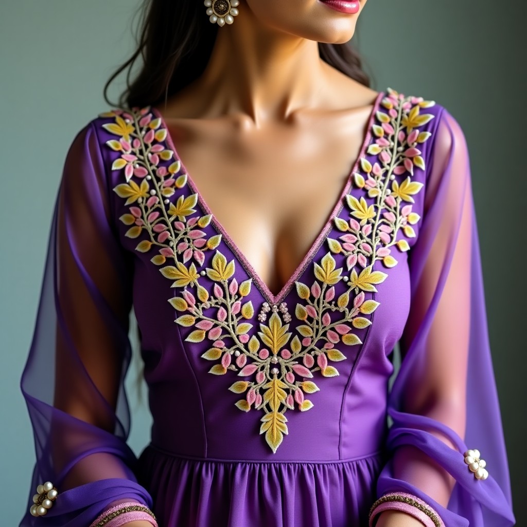 Luxury Floral Majesty Neckline Design