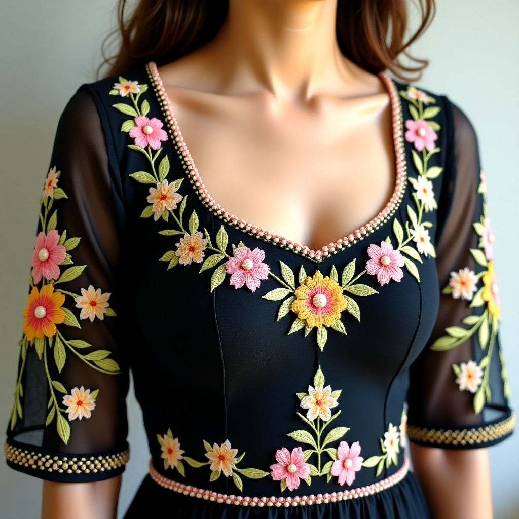 Royal Botanical Bloom Crown Neckline